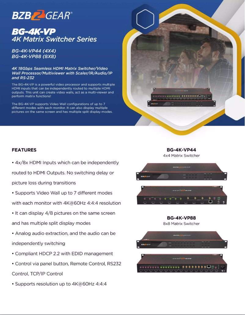 Page 1 de la notice Manuel utilisateur BZBGear BG-4K-VP