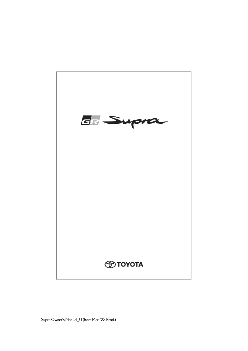 Page 1 de la notice Manuel utilisateur Toyota GR Supra (2023)