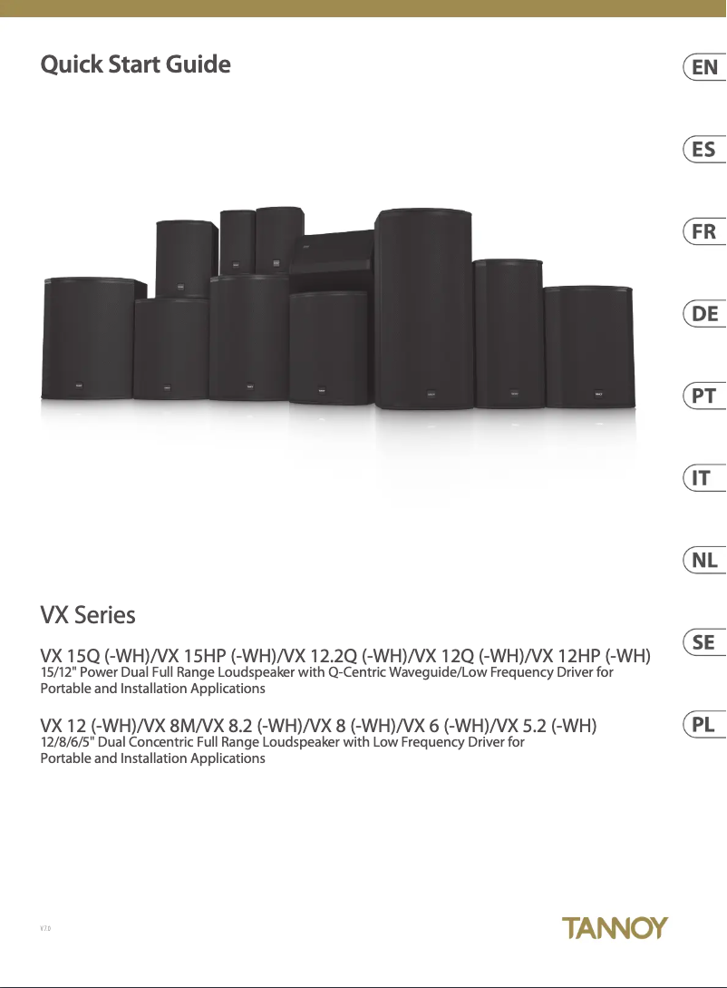 Page 1 of the manual Quick Start Guide Tannoy VX 15HP