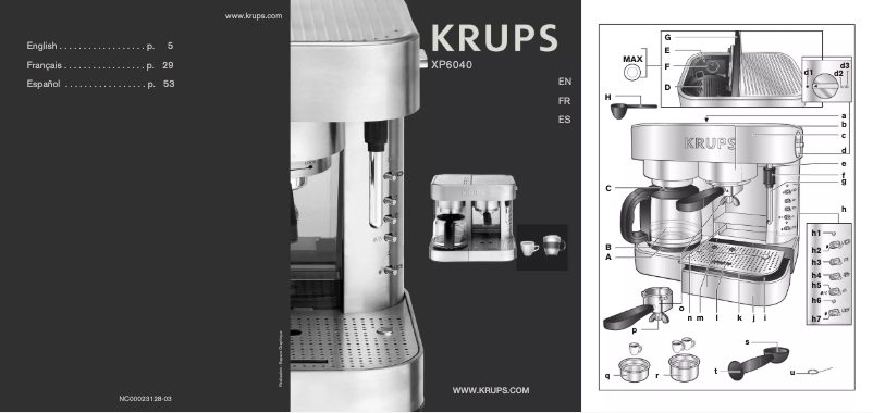 Página 1 del manual Manual de usuario Krups XP6040