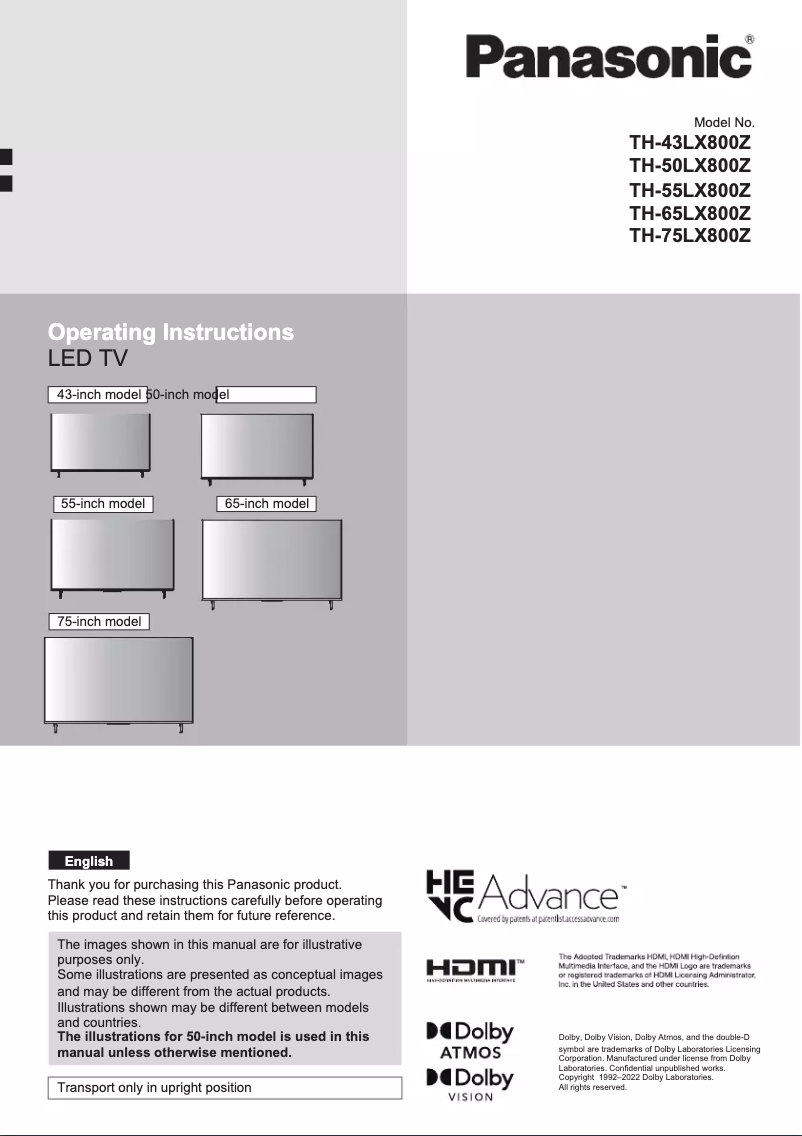 Page 1 de la notice Manuel utilisateur Panasonic TH-65LX800Z