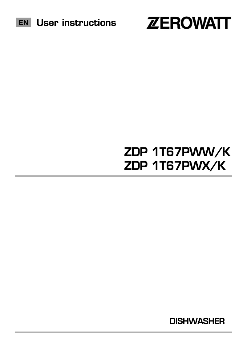 Image de la première page du manuel de l'appareil ZDP 1T67PWX/K