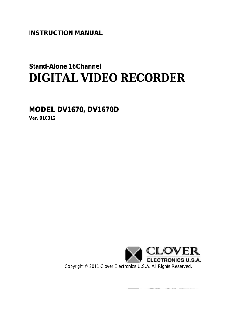 Page n°1 - Manuel utilisateur Clover Technologies Group PAC16710