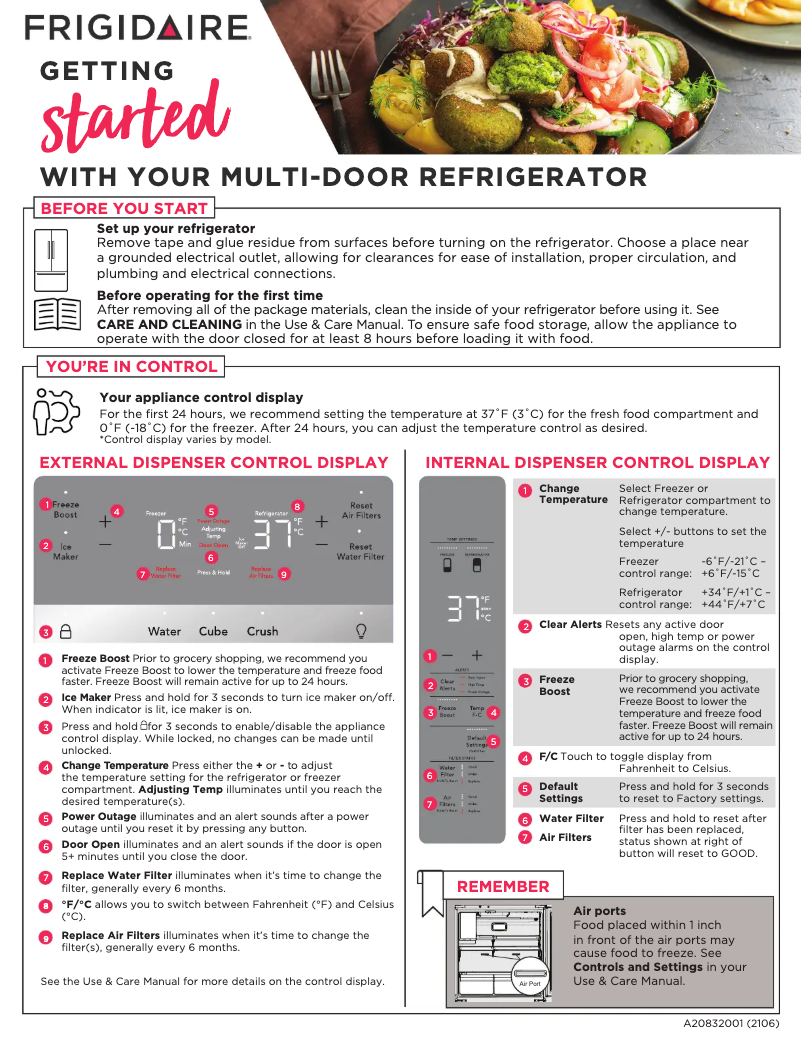 Page n°1 - Guide de démarrage rapide Frigidaire FRFS282LAF