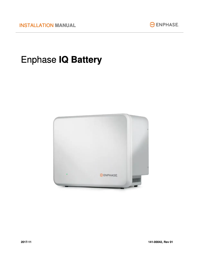 Page 1 de la notice Manuel utilisateur Enphase IQ Battery