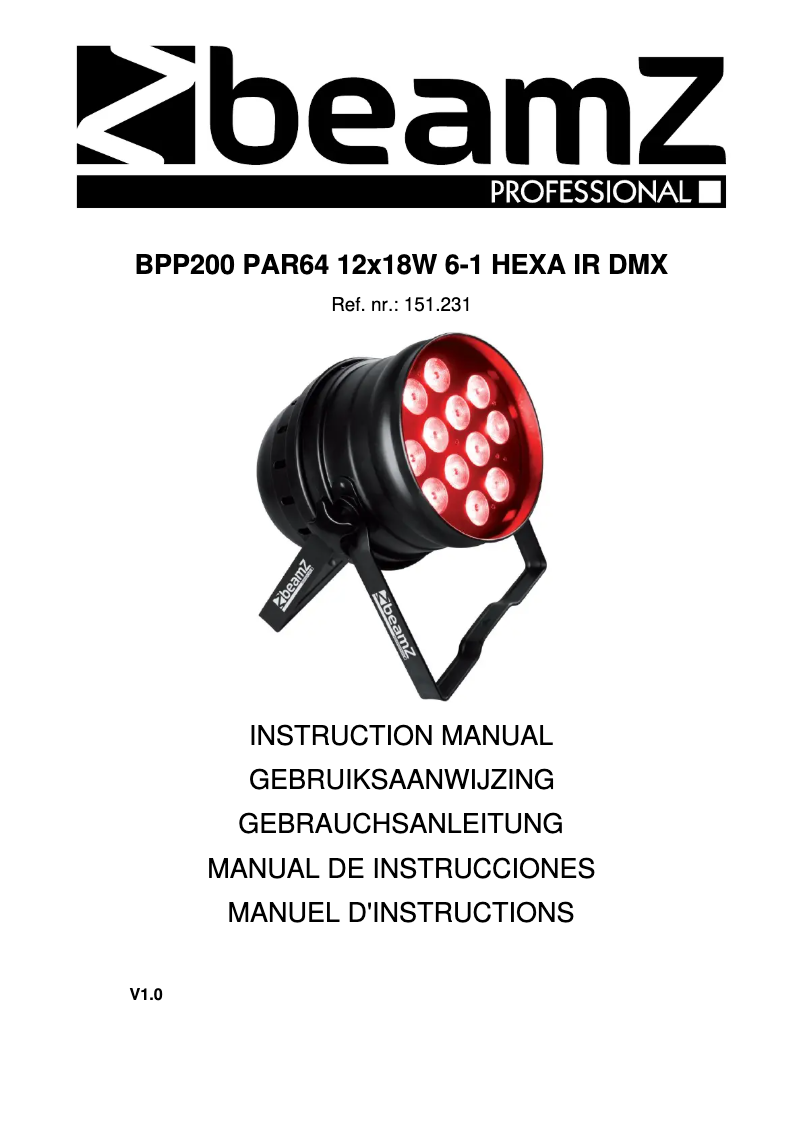 Page n°1 - Manuel utilisateur BeamZ BPP200 151.231