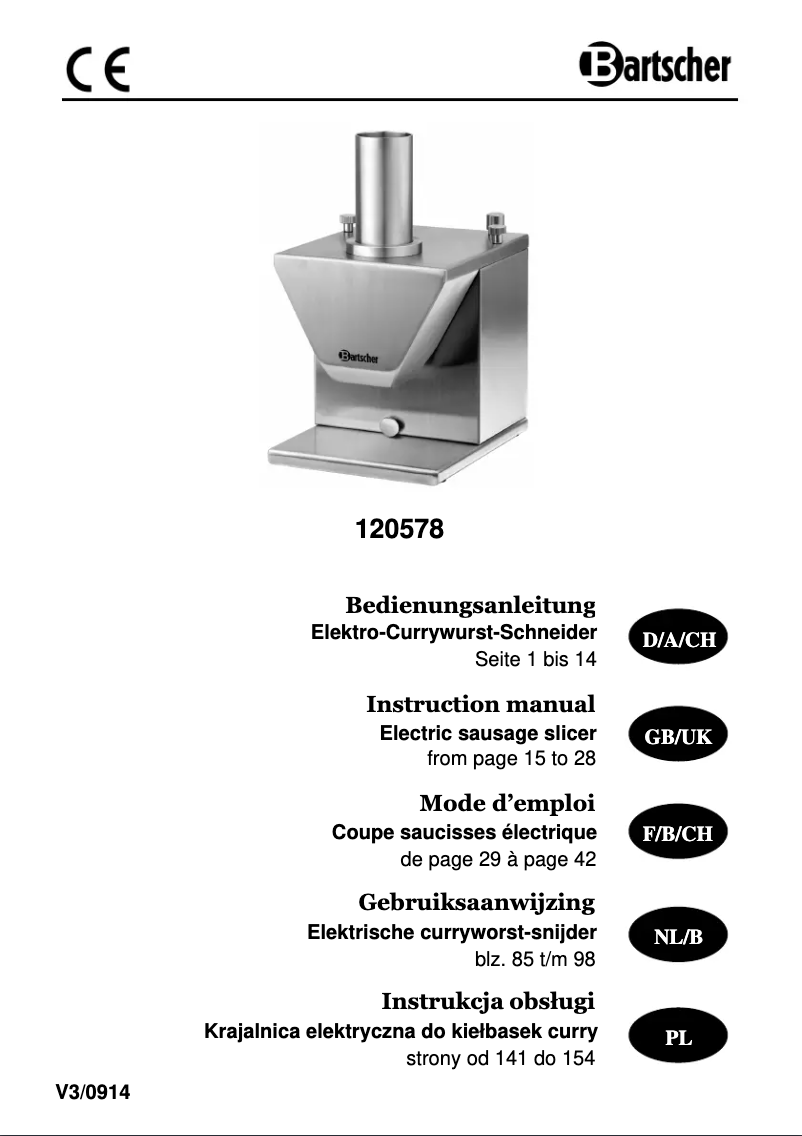 Page n°1 - Manuel utilisateur Bartscher DSM3500E