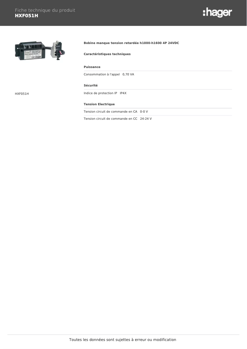Image de la première page du manuel de l'appareil HXF051H