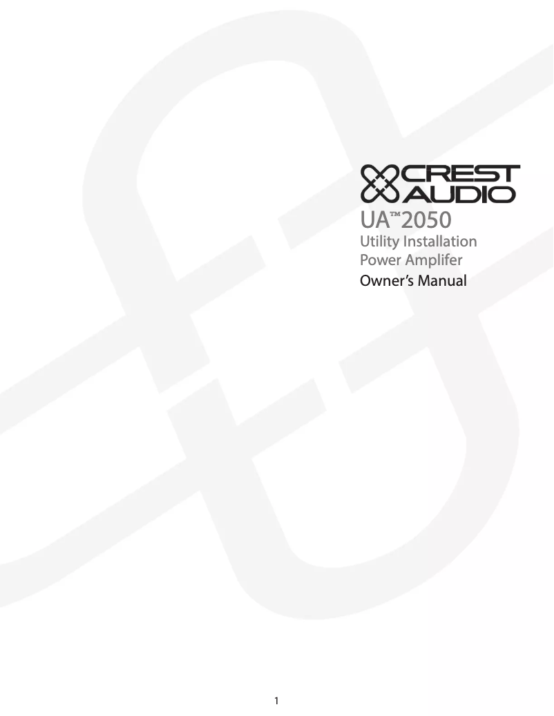 Page n°1 - Manuel utilisateur Crest Audio UA 2050