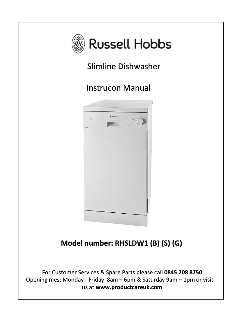 Página 1 del manual Manual de usuario Russell Hobbs RHSLDW1B