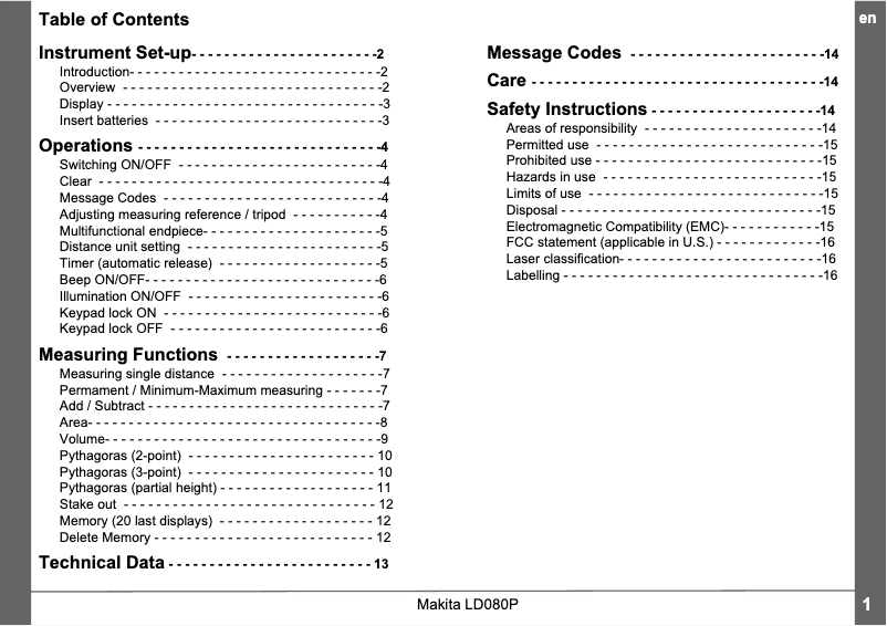 Image de la première page du manuel de l'appareil LD080P