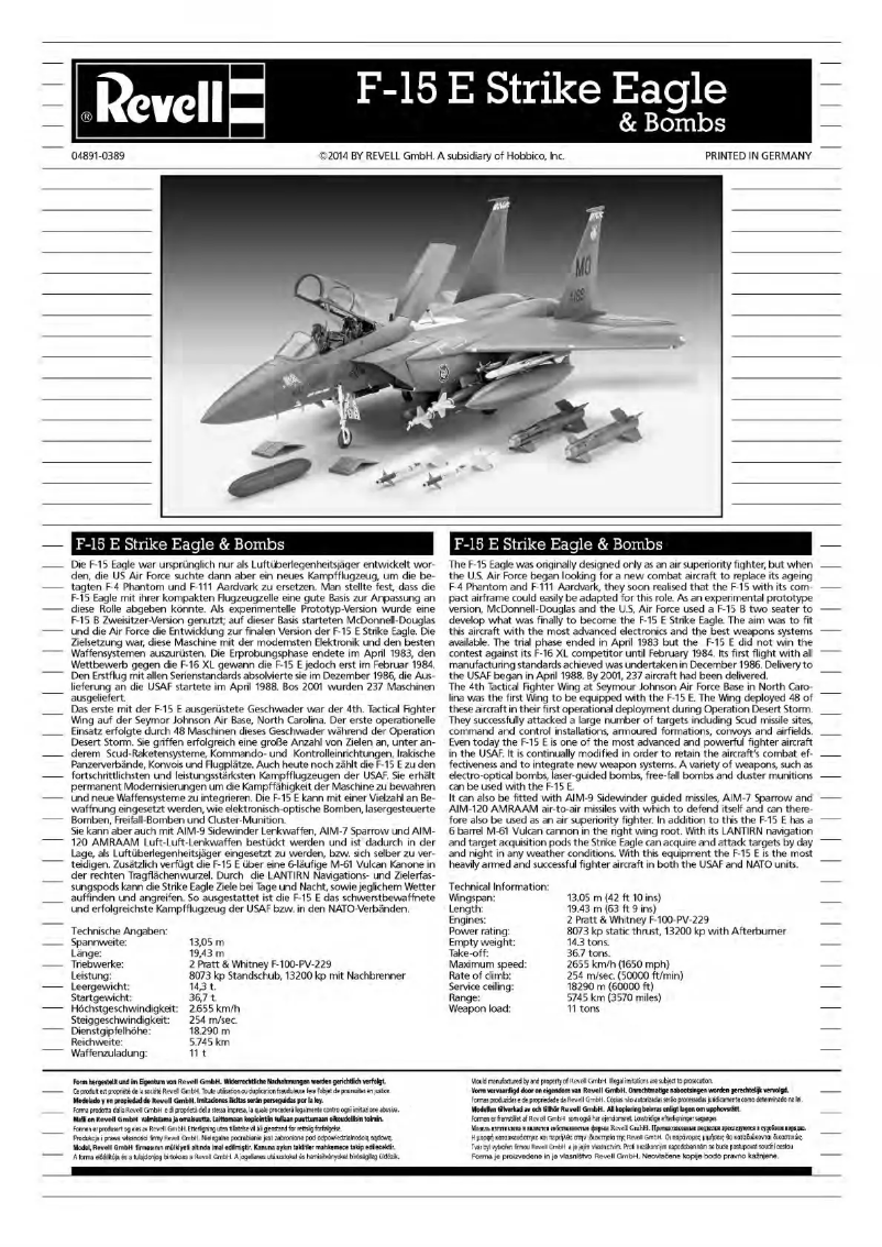Page n°1 - Manuel utilisateur Revell F-15E STRIKE EAGLE & Bombs