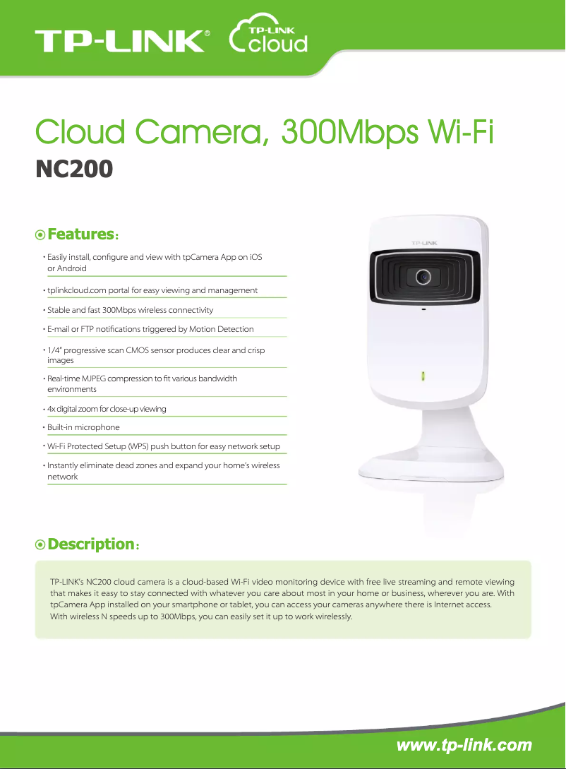 Page 1 de la notice Fiche technique TP-Link NC200