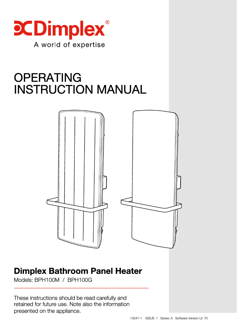 Page 1 de la notice Manuel utilisateur Dimplex BPH100M