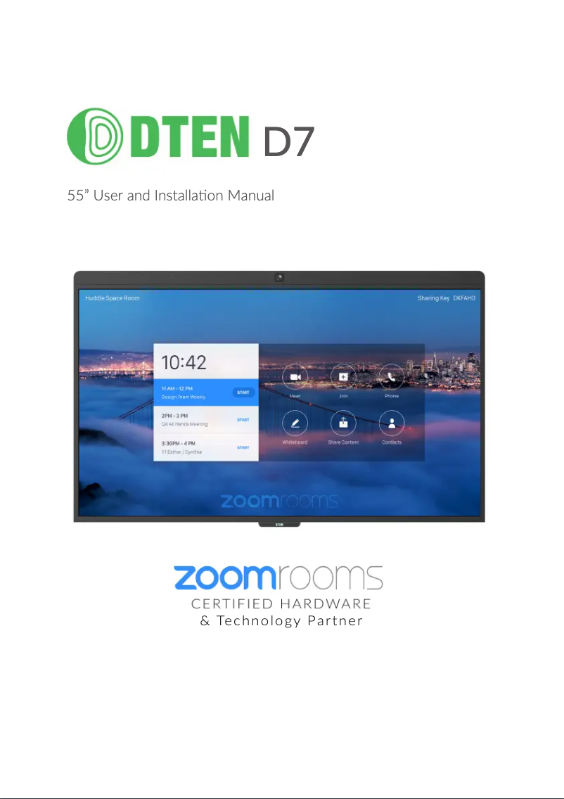 Page n°1 - Manuel utilisateur DTEN D7