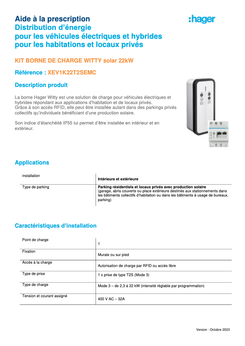 Image de la première page du manuel de l'appareil XEV1K22T2SEMC