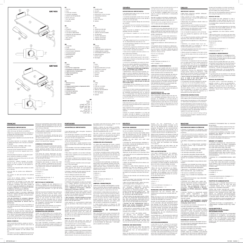 Page 1 de la notice Manuel utilisateur Ufesa Maxi Chef GR7455