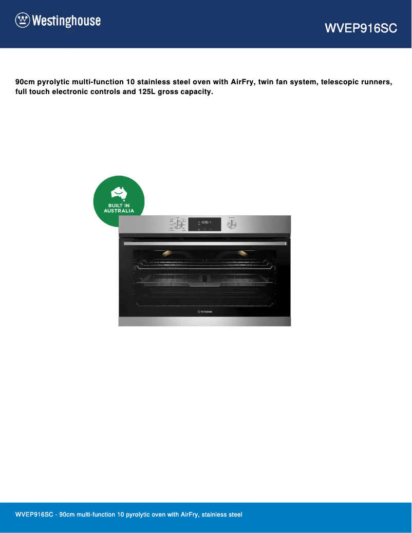 Image de la première page du manuel de l'appareil WVEP916SC