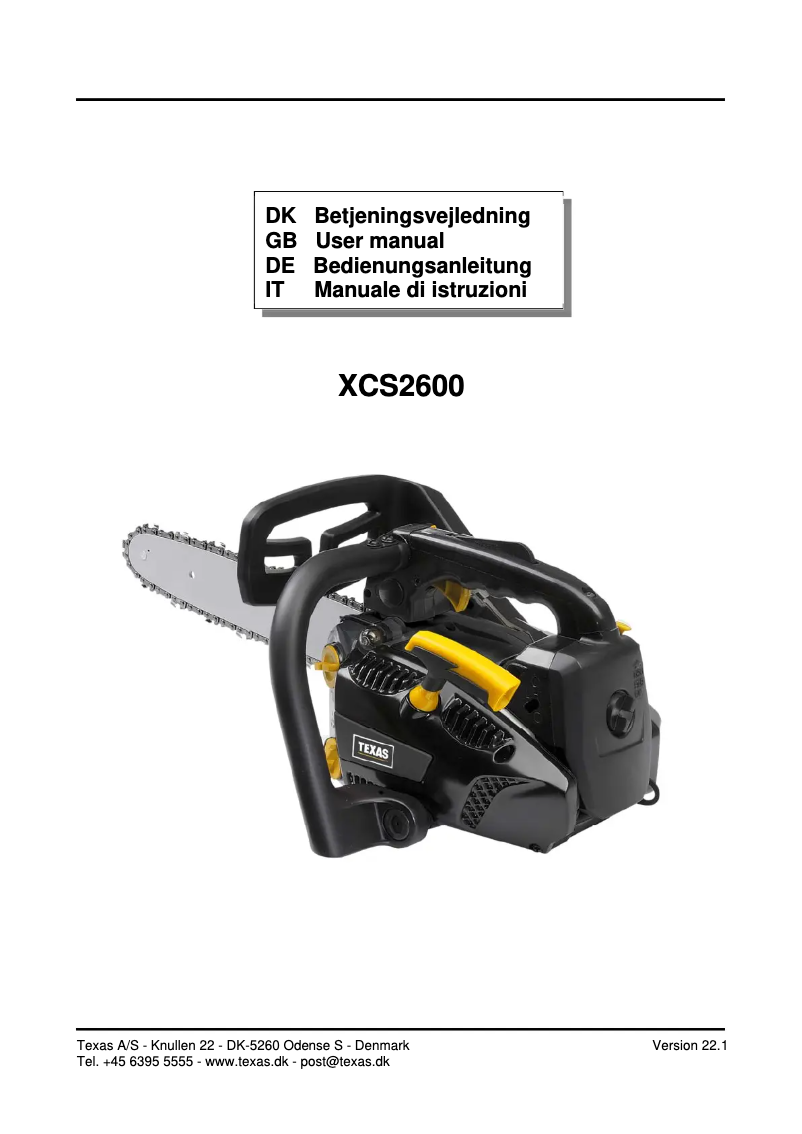 Image de la première page du manuel de l'appareil XCS2600