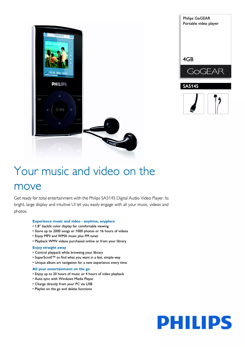 Page 1 de la notice Brochure Philips GoGear SA5145