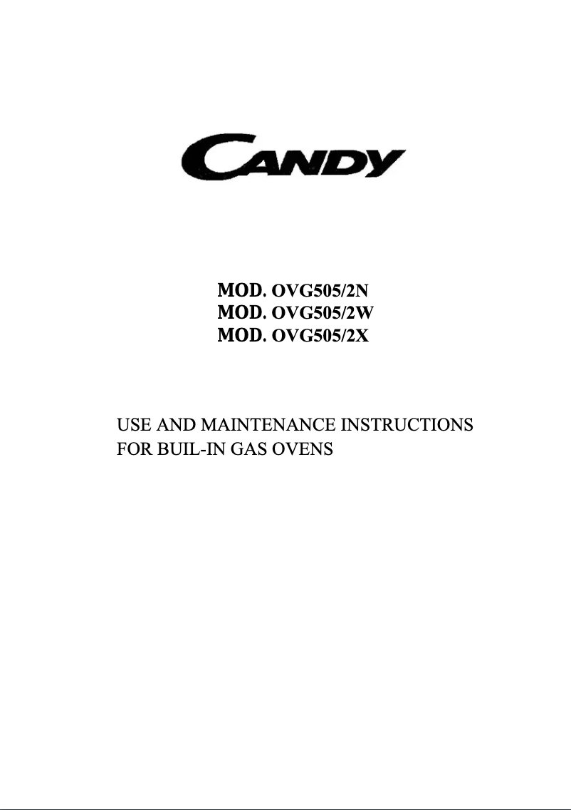 Page 1 de la notice Manuel utilisateur Candy OVG 505/2 N