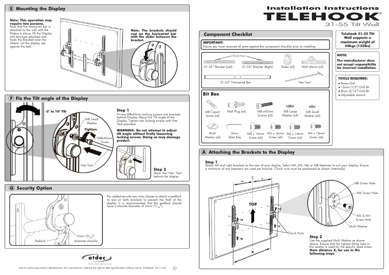 Page 1 de la notice Manuel utilisateur Atdec TH-31-55-TW-CP