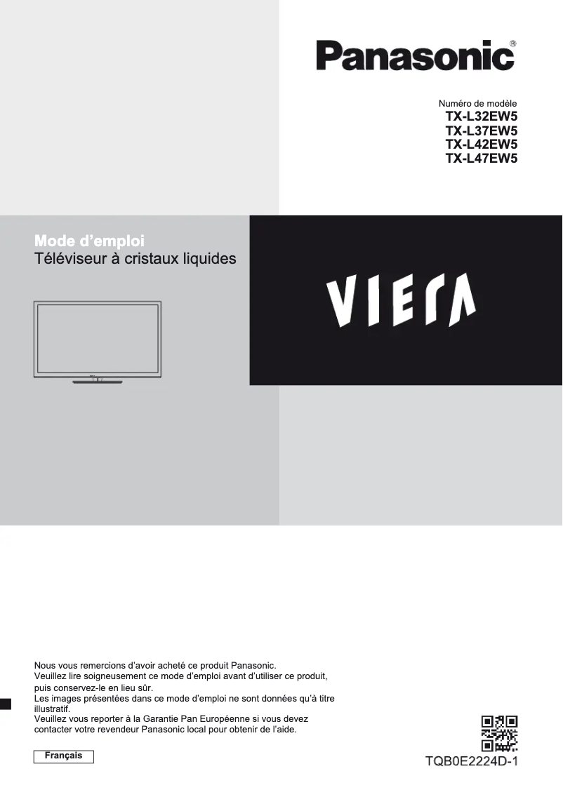 Page n°1 - Manuel utilisateur Panasonic Viera TX-L47EW5