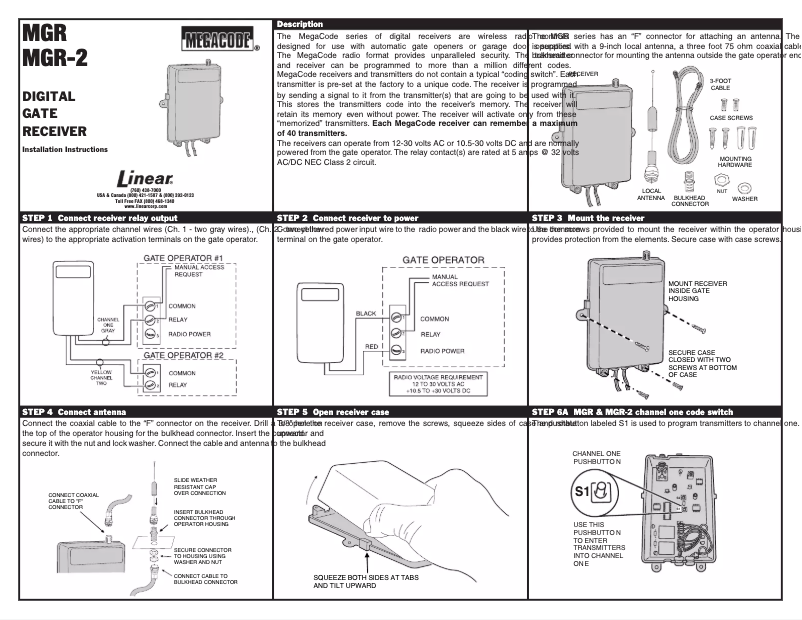Page 1 de la notice Manuel utilisateur Nortek MGR