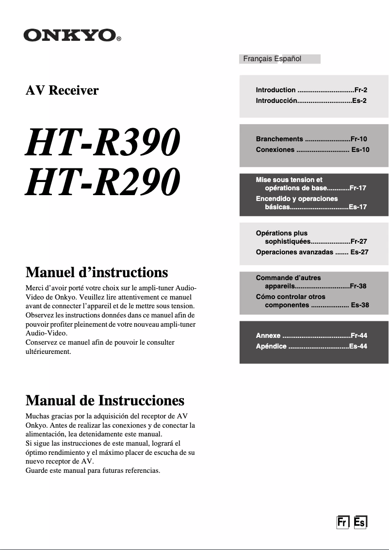 Page 1 de la notice Manuel utilisateur Onkyo HT-S3400