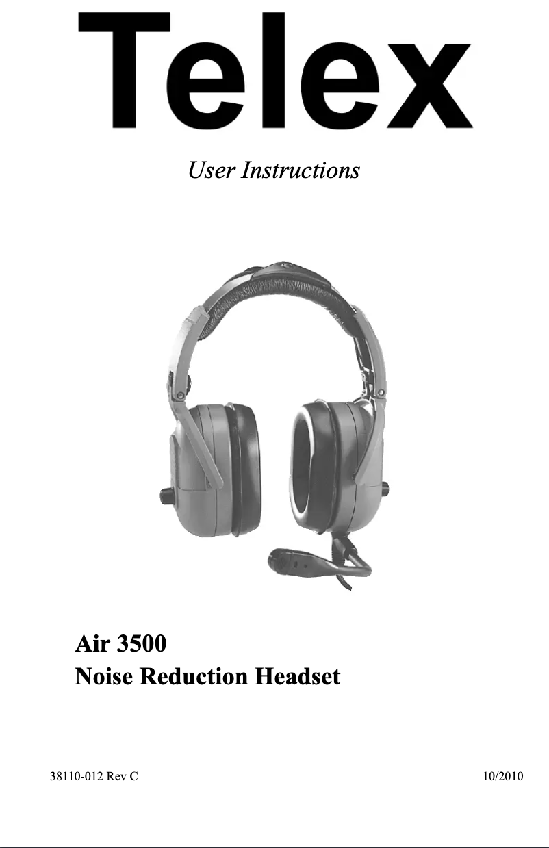 Page n°1 - Manuel utilisateur Telex Air 3500