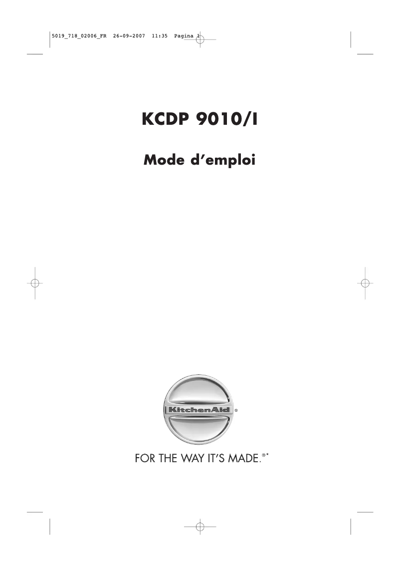 Image de la première page du manuel de l'appareil KCDP 9010/I