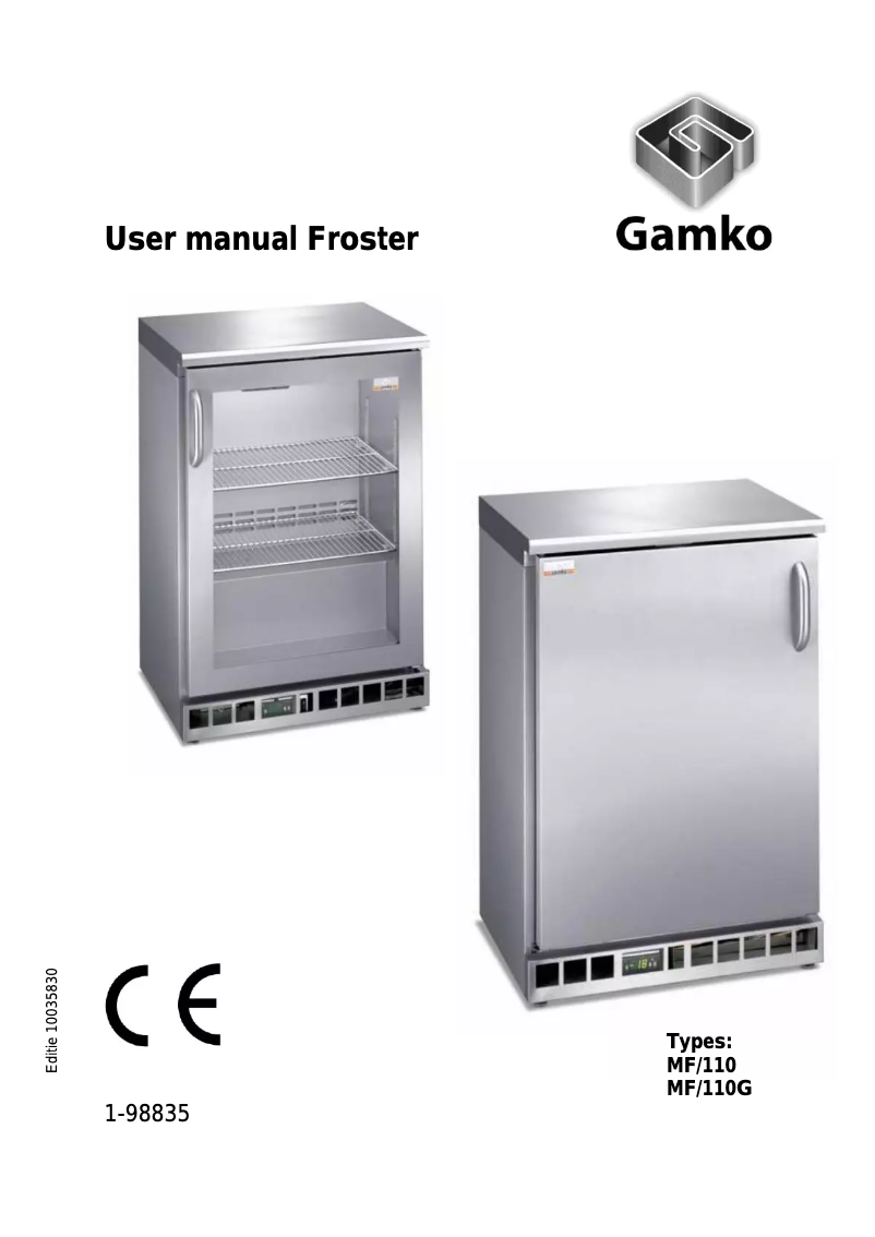 Page n°1 - Manuel utilisateur Gamko MF/110 RGCS