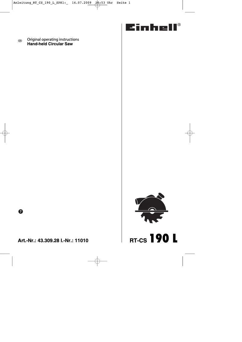 Image de la première page du manuel de l'appareil RT-CS 190 L