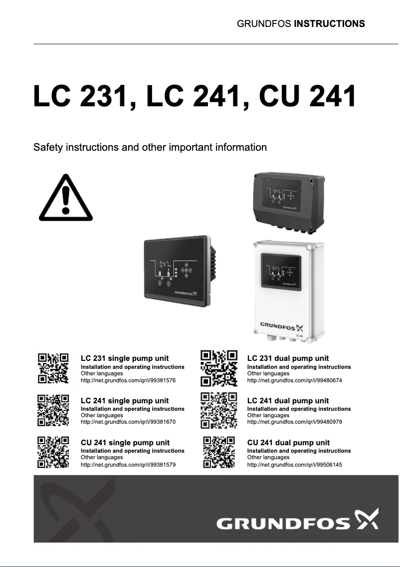 Page 1 de la notice Manuel utilisateur Grundfos LC 231