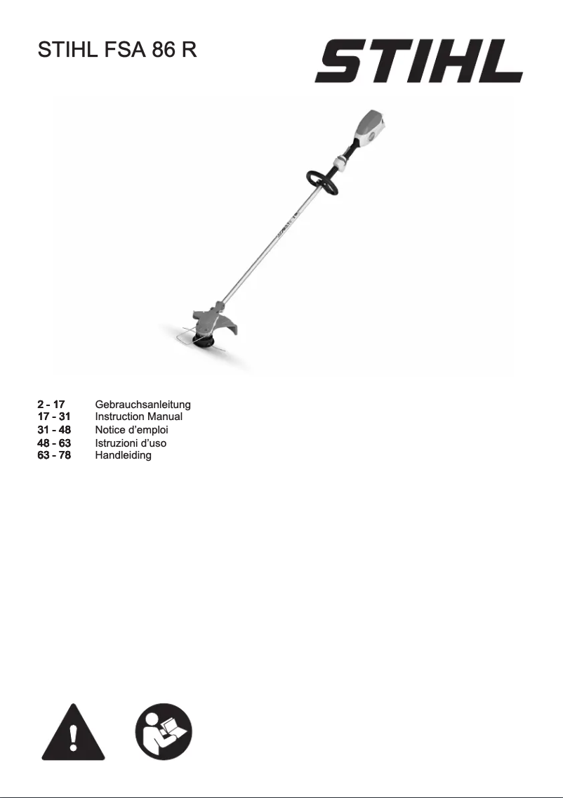 Page 1 de la notice Manuel utilisateur Stihl FSA 86 R