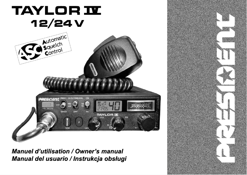 Page 1 de la notice Manuel utilisateur President Taylor IV