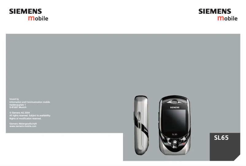 Image de la première page du manuel de l'appareil SL65