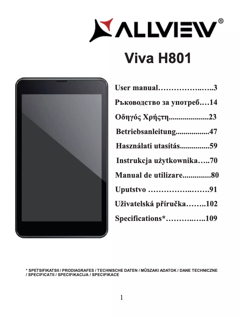 Image de la première page du manuel de l'appareil Viva H801