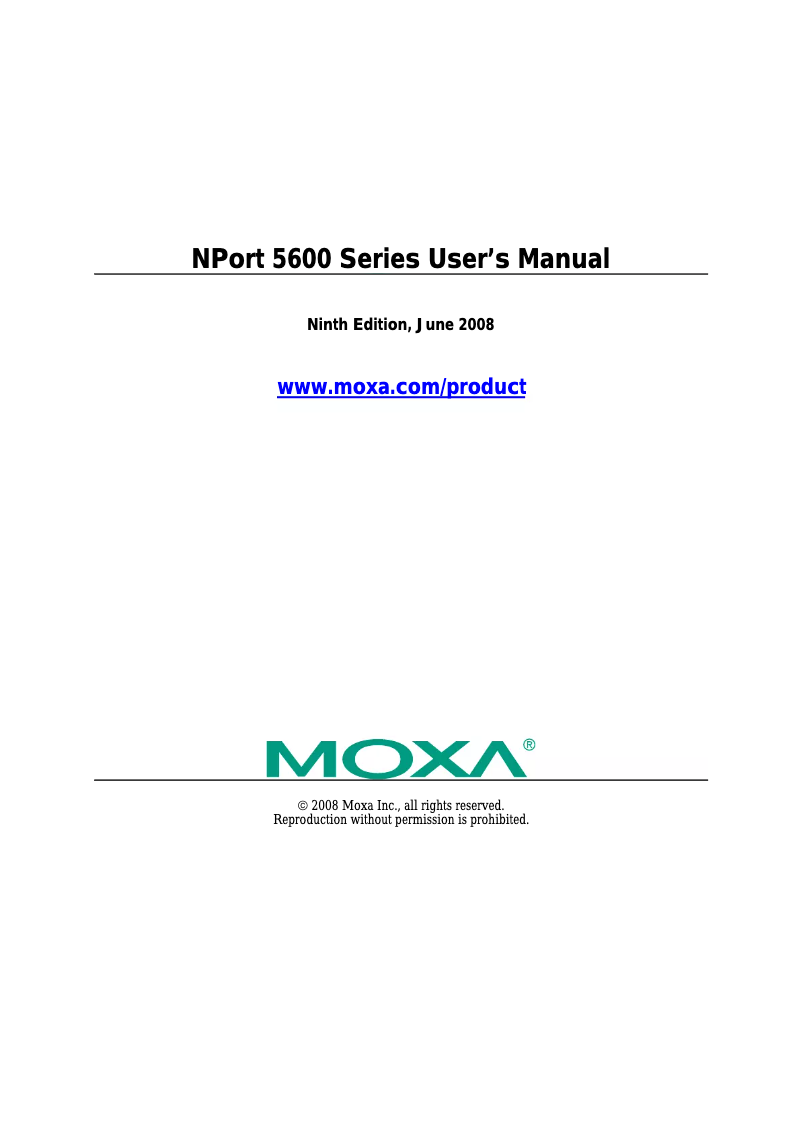Página 1 del manual Manual de usuario Moxa NPort 5630-8
