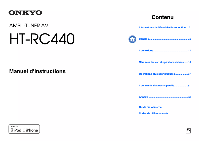 Image de la première page du manuel de l'appareil HT-RC440