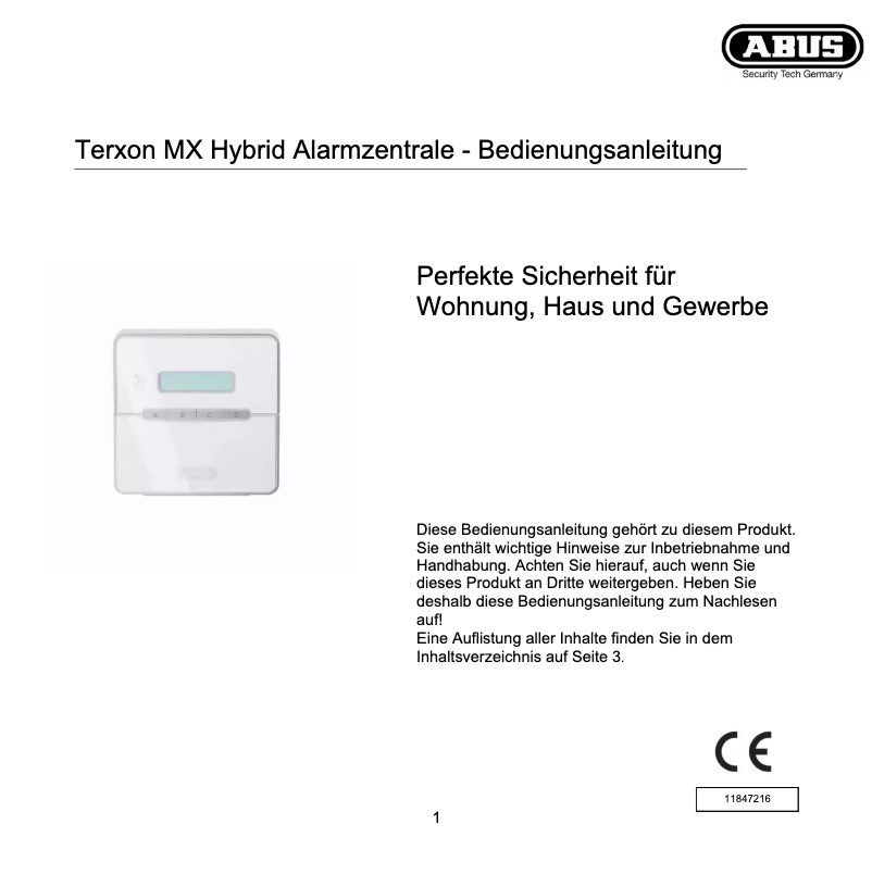 Page 1 of the manual User Manual Abus FUBE50060