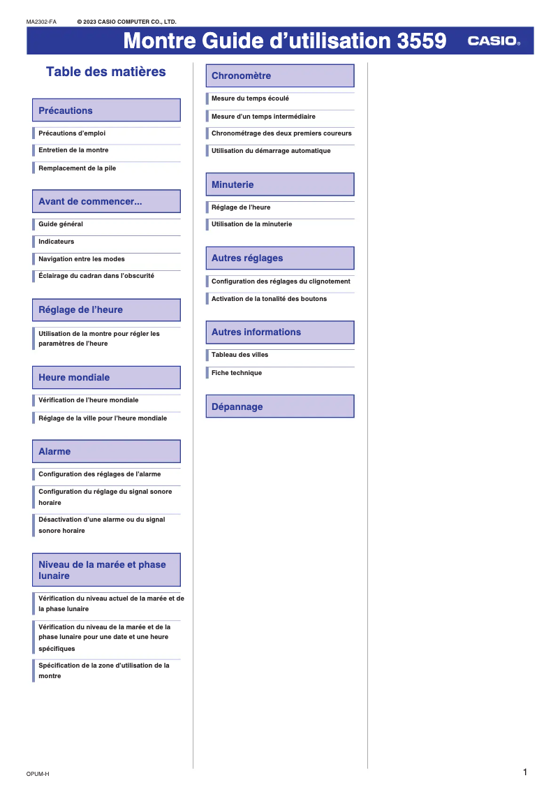 Page n°1 - Manuel utilisateur Casio G-Shock GLX-S5600