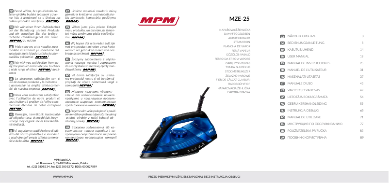 Page 1 de la notice Manuel utilisateur MPM MZE-25