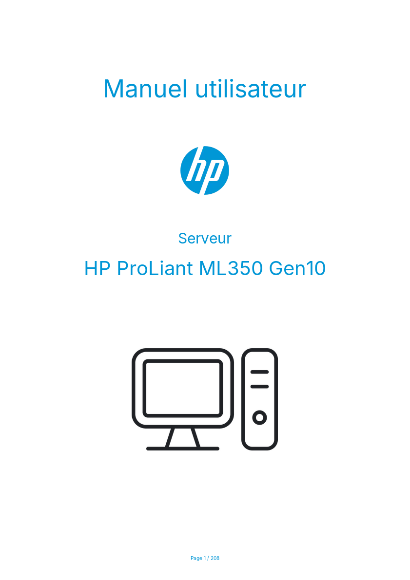 Page n°1 - Manuel utilisateur HP ProLiant ML350 Gen10