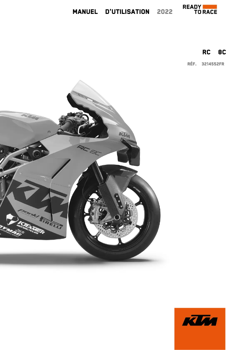 Page 1 de la notice Manuel utilisateur KTM RC 8C (2022)