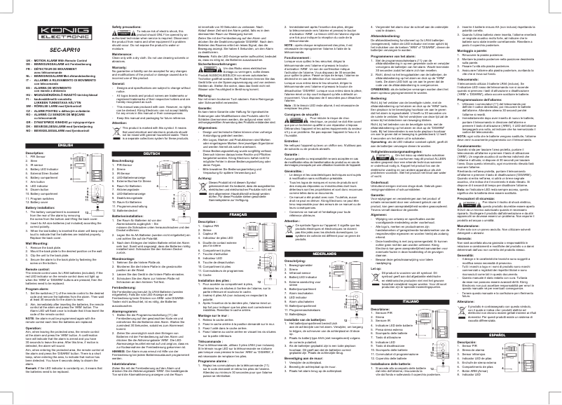 Image de la première page du manuel de l'appareil SEC-APR10