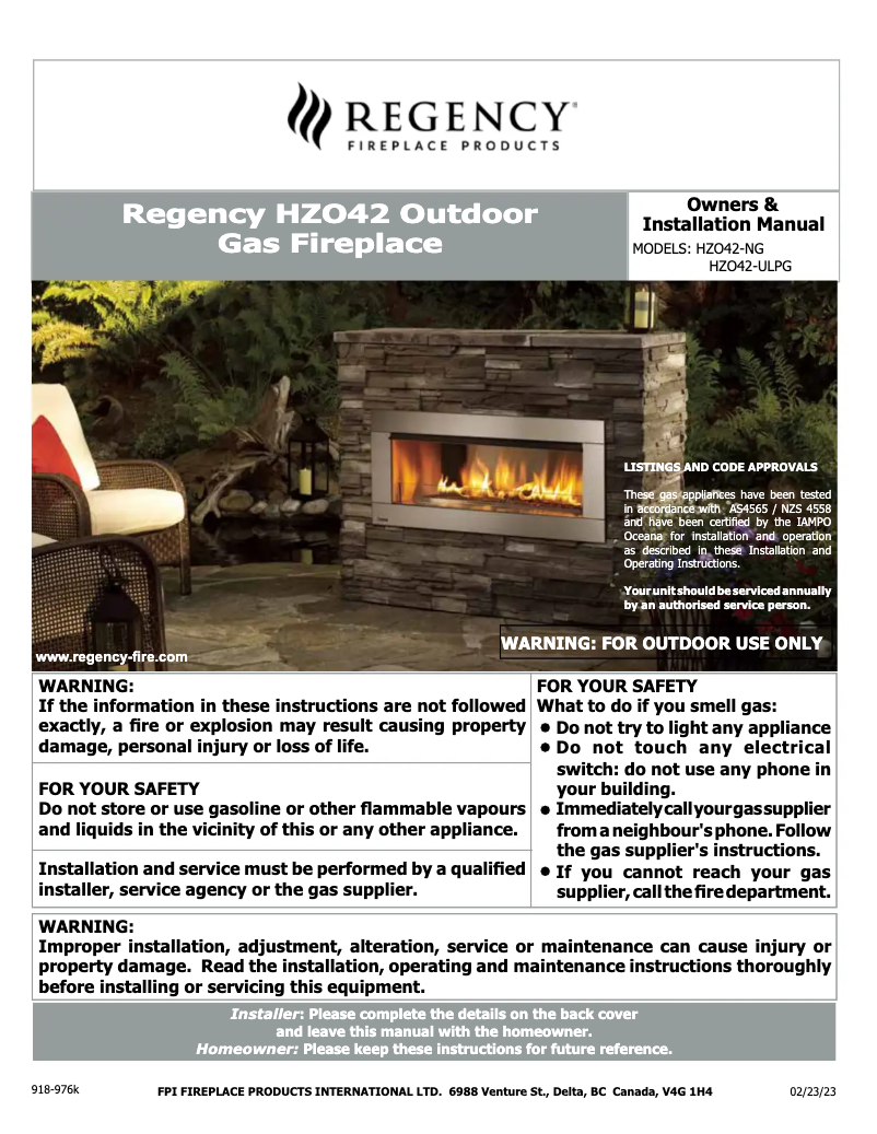 Image de la première page du manuel de l'appareil Gemfire HZO42