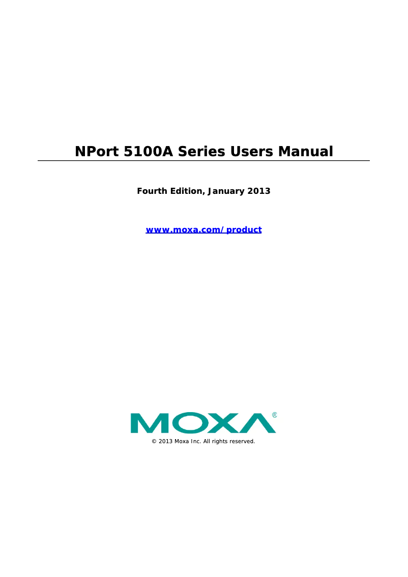 Page 1 de la notice Manuel utilisateur Moxa NPort 5150A
