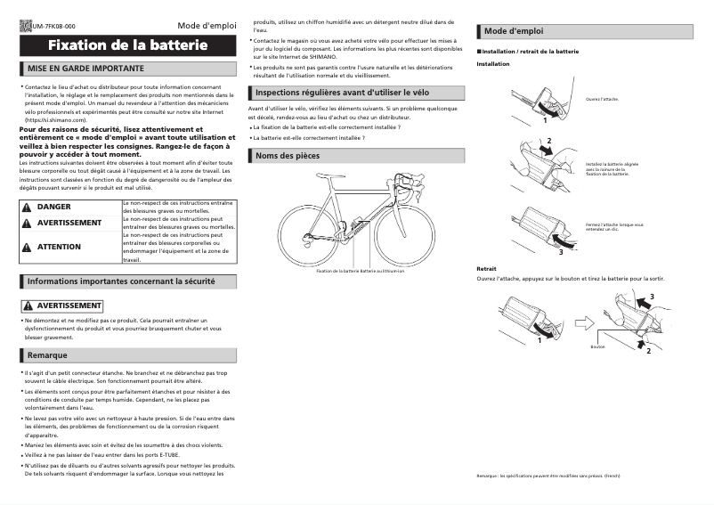 Image de la première page du manuel de l'appareil ULTEGRA 6870 DI2 SM-BMR1