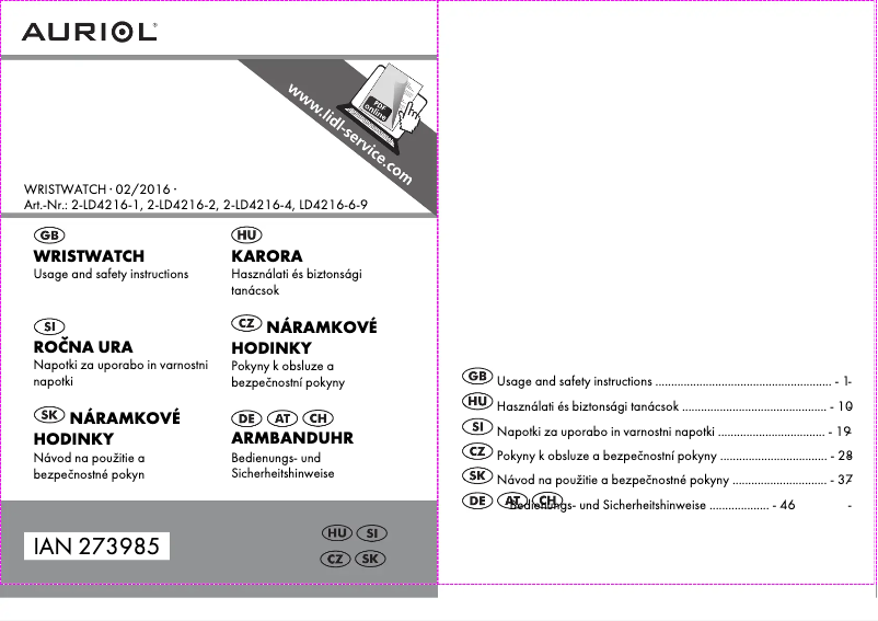 Imagen de la primera página del manual del dispositivo IAN 273985